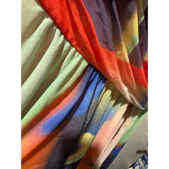 NWT Nicholas Womens Multi-Color Maxi Cocktail Dress Ruched Halter - Picture 6 of 8